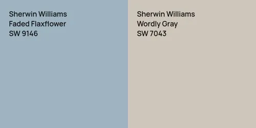 SW 9146 Faded Flaxflower vs SW 7043 Wordly Gray