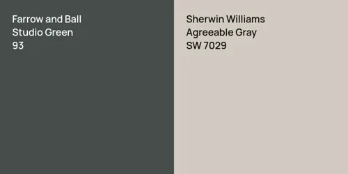 93 Studio Green vs SW 7029 Agreeable Gray