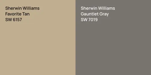 SW 6157 Favorite Tan vs SW 7019 Gauntlet Gray