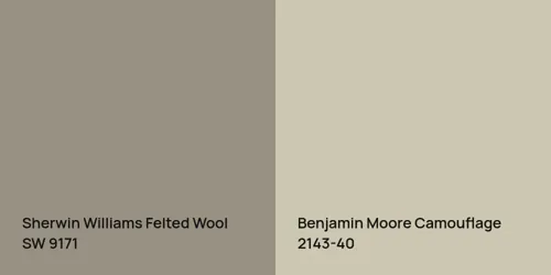 SW 9171 Felted Wool vs 2143-40 Camouflage