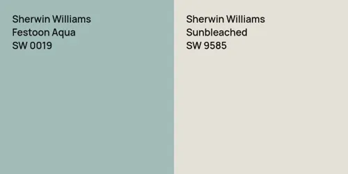 SW 0019 Festoon Aqua vs SW 9585 Sunbleached