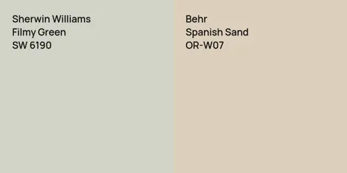 SW 6190 Filmy Green vs OR-W07 Spanish Sand