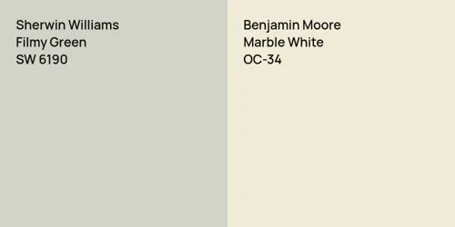 SW 6190 Filmy Green vs OC-34 Marble White