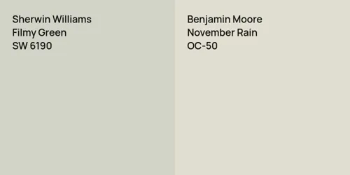 SW 6190 Filmy Green vs OC-50 November Rain