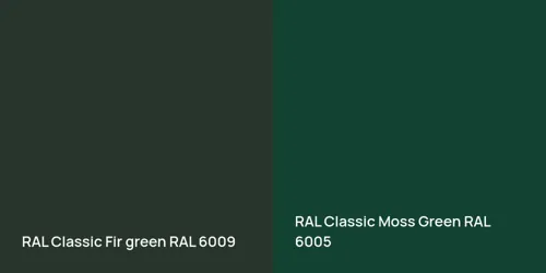 RAL 6009  Fir green vs RAL 6005 Moss Green