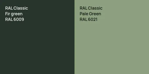 RAL 6009  Fir green vs RAL 6021 Pale Green