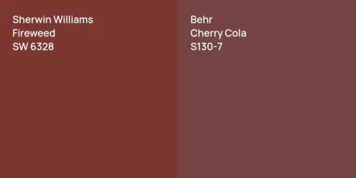 SW 6328 Fireweed vs S130-7 Cherry Cola