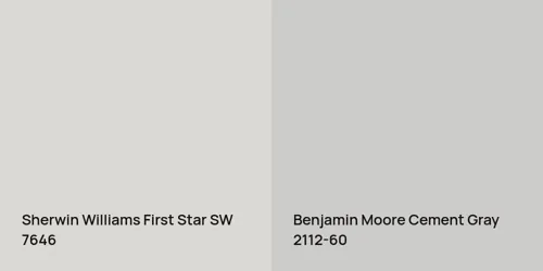 SW 7646 First Star vs 2112-60 Cement Gray