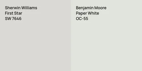 Sherwin Williams First Star vs. Benjamin Moore Paper White color comparison