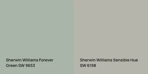 SW 9653 Forever Green vs SW 6198 Sensible Hue