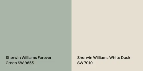 SW 9653 Forever Green vs SW 7010 White Duck