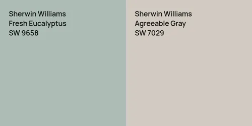 SW 9658 Fresh Eucalyptus vs SW 7029 Agreeable Gray