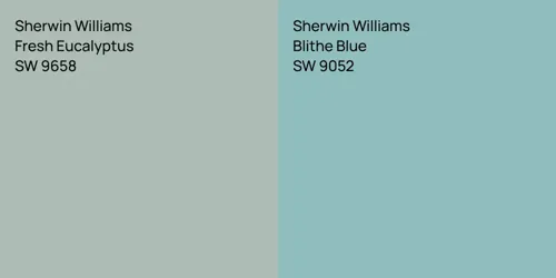 SW 9658 Fresh Eucalyptus vs SW 9052 Blithe Blue