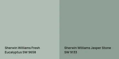 SW 9658 Fresh Eucalyptus vs SW 9133 Jasper Stone