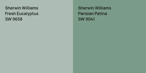 SW 9658 Fresh Eucalyptus vs SW 9041 Parisian Patina