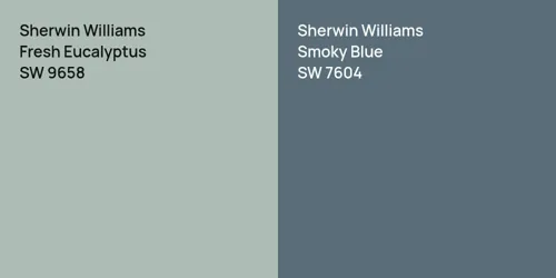 SW 9658 Fresh Eucalyptus vs SW 7604 Smoky Blue