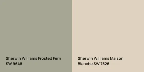 SW 9648 Frosted Fern vs SW 7526 Maison Blanche