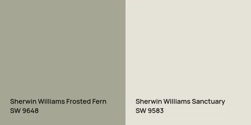 SW 9648 Frosted Fern vs SW 9583 Sanctuary