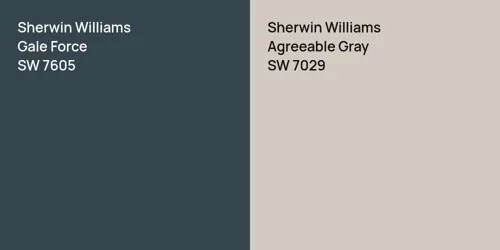 SW 7605 Gale Force vs SW 7029 Agreeable Gray