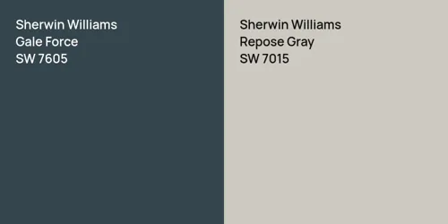 SW 7605 Gale Force vs SW 7015 Repose Gray