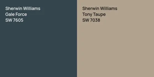 SW 7605 Gale Force vs SW 7038 Tony Taupe