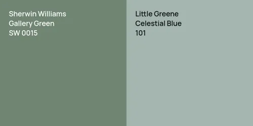 SW 0015 Gallery Green vs 101 Celestial Blue