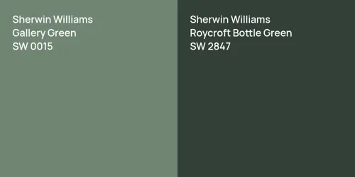 SW 0015 Gallery Green vs SW 2847 Roycroft Bottle Green