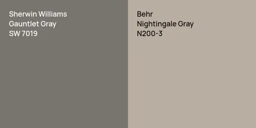 SW 7019 Gauntlet Gray vs N200-3 Nightingale Gray