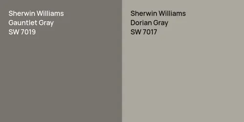 SW 7019 Gauntlet Gray vs SW 7017 Dorian Gray