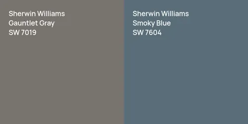 SW 7019 Gauntlet Gray vs SW 7604 Smoky Blue