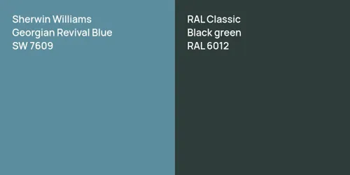 SW 7609 Georgian Revival Blue vs RAL 6012  Black green