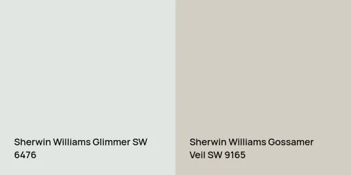 SW 6476 Glimmer vs SW 9165 Gossamer Veil