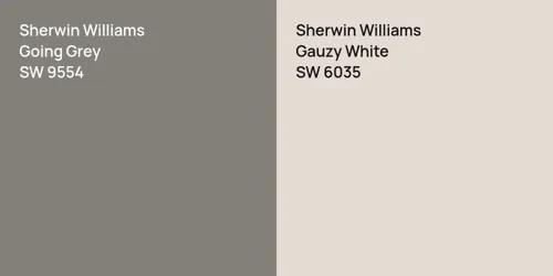 SW 9554 Going Grey vs SW 6035 Gauzy White