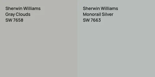 SW 7658 Gray Clouds vs SW 7663 Monorail Silver