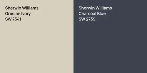 SW 7541 Grecian Ivory vs SW 2739 Charcoal Blue