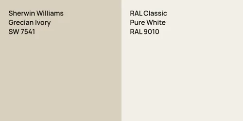 SW 7541 Grecian Ivory vs RAL 9010 Pure White