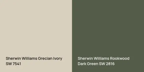 SW 7541 Grecian Ivory vs SW 2816 Rookwood Dark Green