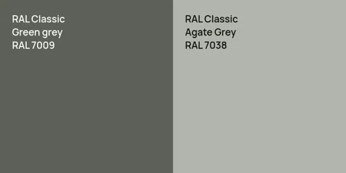 RAL 7009  Green grey vs RAL 7038 Agate Grey