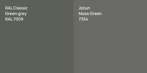 RAL 7009  Green grey vs 7354 Moss Green