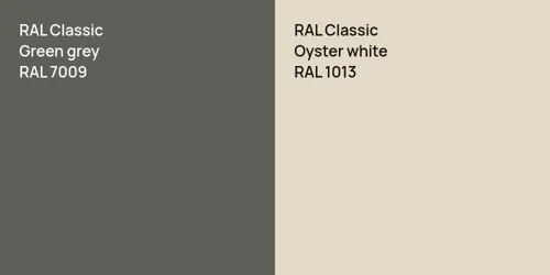 RAL 7009  Green grey vs RAL 1013  Oyster white