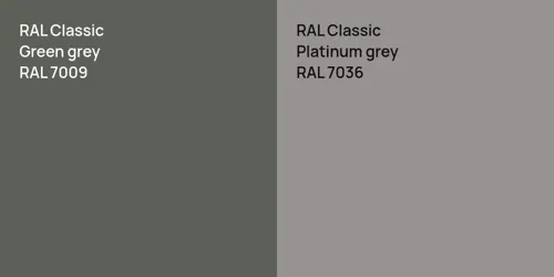 RAL 7009  Green grey vs RAL 7036  Platinum grey