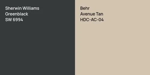 SW 6994 Greenblack vs HDC-AC-04 Avenue Tan