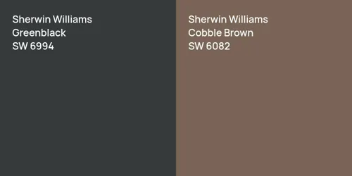 SW 6994 Greenblack vs SW 6082 Cobble Brown