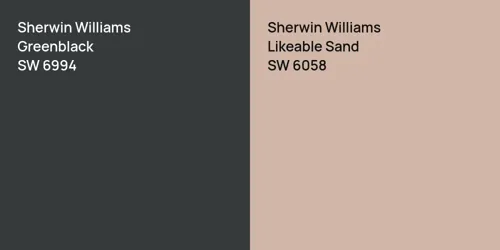 SW 6994 Greenblack vs SW 6058 Likeable Sand