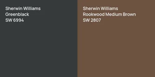 SW 6994 Greenblack vs SW 2807 Rookwood Medium Brown