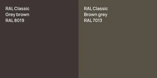 RAL 8019  Grey brown vs RAL 7013  Brown grey