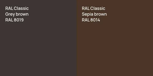 RAL 8019  Grey brown vs RAL 8014  Sepia brown