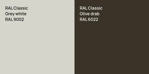 RAL 9002  Grey white vs RAL 6022  Olive drab