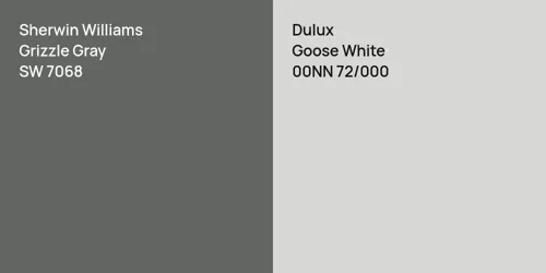 SW 7068 Grizzle Gray vs 00NN 72/000 Goose White