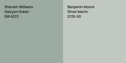 SW 6213 Halcyon Green vs 2139-50 Silver Marlin